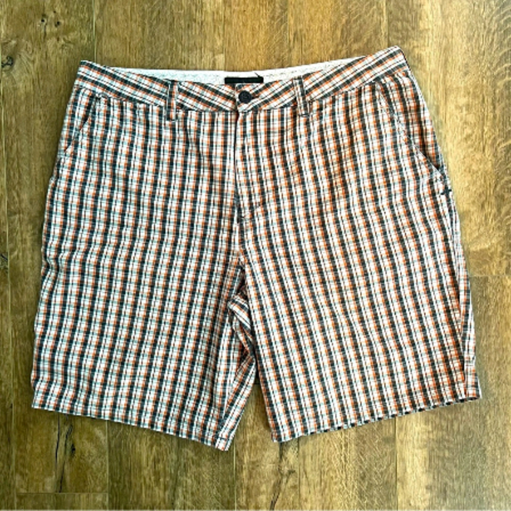 Hurley Flat Front Plaid Bermuda Casual Shorts